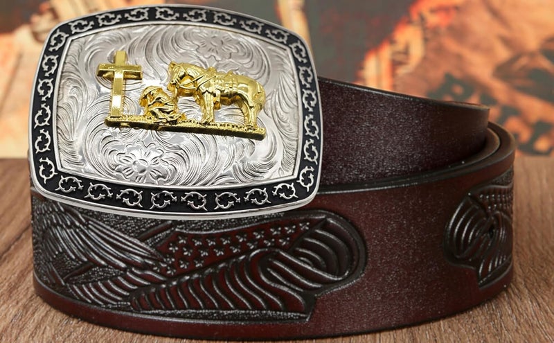 WMG Western Belt Buckles for men women - Praying Rodeo Cowboy Belt Buckle for Men Women - Fits Up to 2 Inch Belts - Image 4